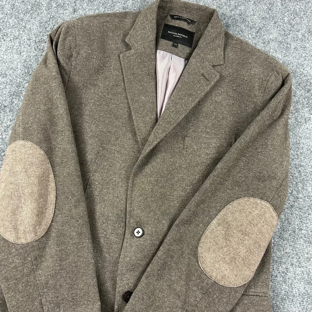 Banana Republic‎ Blazer Mens 42R Brown Cotton Italian Fabric Elbow Patch Sport